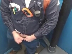 Bearded Hunk Strokes Cock Outdoors in a Porty Potty 2