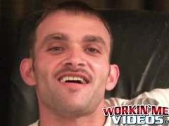 Hairy amateur jerks off after an interview and orgasms solo