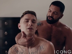 Inked Zak Bishop fed hot jizz after hardcore ass pounding