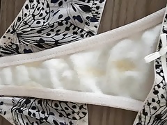 French lover cum on my wife white dirty panty