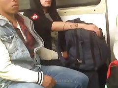 Jerks off in train