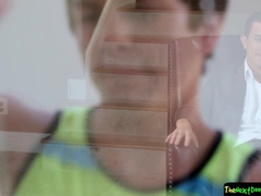 Lad whips his hard-on out to entice nubile