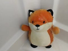 Pissing and jacking off on plushie fox