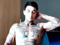 big dicked asian tattooed jock on cam (32'')