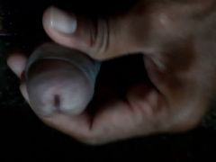 While rubbing the big black pen on the bed.