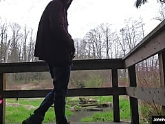 johnholmesjunior visits busy vancouver park to shoot massive cum load in public after work