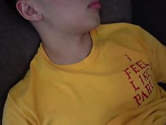 Asian dude is being secretly filmed while playing with cock