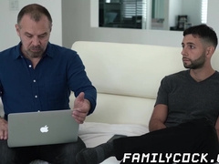 Mature stepdaddy barely fits his fat cock into stepsons ass