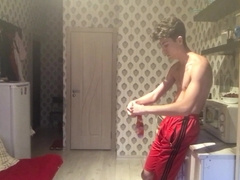 Russian faps off and displays socks