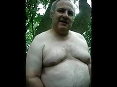 daddy Bear shoot lot of cum in the wood