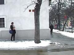 redhead bbw milf peeing in public