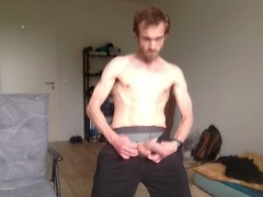 Solo masturbating step brother enjoys HD videos and edges to Big Cock