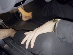 Young businessman getting off while cranking his Mercedes