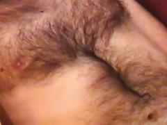 Homeless dude with lots of hair takes a cumshot to the face