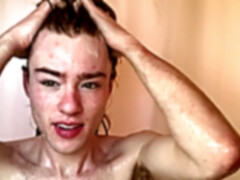 Free gay porn, shower, clean shaven guy