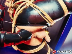 Japanese gay Yoshi Kawasaki shows his anal rosebud while fisted