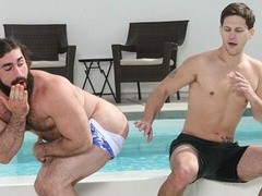 Jaxton Wheeler and Roman Todd doing their best in a group porn vid