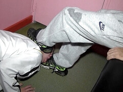 Submissive boot worship whore gets fucked