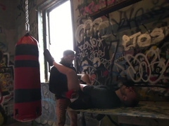 Horny boyfriends try a retired place for intimate perversions and hard blowjob