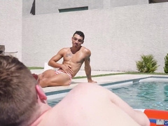 ManRoyale Poolside Grope Down Fuck-Fest With 2 Hairy Men