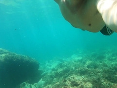 Wow, my moans! Nutting with my selfie stick while snorkeling made me bellow like never before
