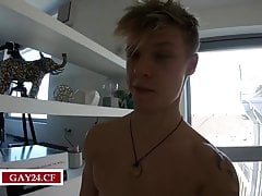 Cute Twink Jerking on Balcony