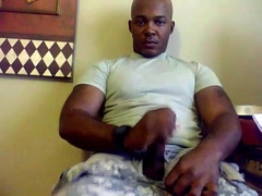 Beefy Black Soldier Jerks Off Cums258