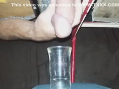 Milking A Weeks Worth Of Cum Into A Shotglass, Huge Load!