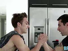 super-naughty stepbrothers passionately without a condom in the kitchen