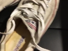Cumming inside my Sister's dirty old white Converse