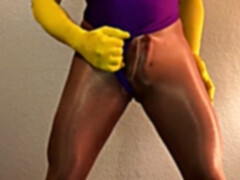 Pantyhose cock, cock bulge, spandex cum