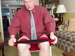 Daddy masturbating with spread wide legs