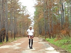 Crossdresser out int the Woods