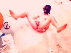 Skinny boy bdsm -- clothespins, jack, crusher, dildo