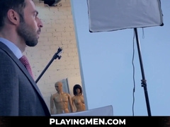 PlayingMen.com - Classy model ass banged by muscled photographer in a raw and intense shoot