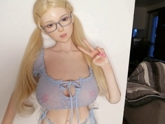 Naughty blonde babysitter with glasses deepthroats my hard candy and lets me pound her