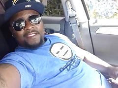 Cute Black Guy Self Facial Cumshot in Car