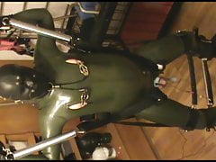 Green and green - swinged rubberslave gets a CBT by electro