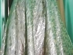 Indian Gay Crossdresser pressing her big boobs and fingering in her ass in pink dress