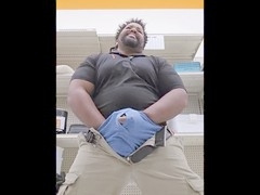 Caught, cock out, big black cock