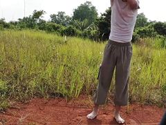 Diaper boy masturbating outdoor