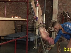 Super-Naughty faggot hankers for restrain bondage hump