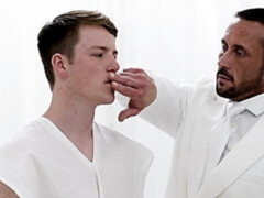 Bishop Hart fucks horned-up Elder Campbell in a taboo gay video