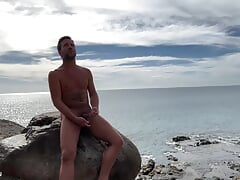 Tim Blesh Big Cumshot Outdoor on a Nude Beach