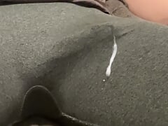 Huge hands free cumshot in tight pants