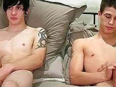 Tattooed twink moans while cock sucked