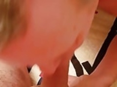 Old guy sucking my shaven cock 1