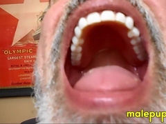 The giant daddy Richard Lennox is so disgusting with nuts stuck on his teeth