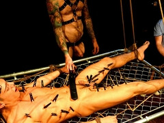 Tied up man is asked to watch his BF get fucked hard