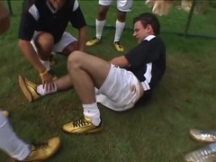 Injured Soccer Player Takes Two Hard Cocks In His Tight Ass
